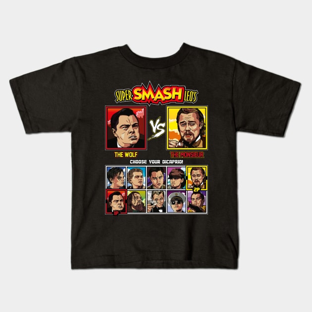 Super Smash Leo - Leonardo Di Caprio Kids T-Shirt by RetroReview